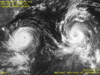 Typhoon Wallpaper Image : Typhoon 200408 (TINGTING) : Typhoon MINDULLE and Typhoon TINGTING side by side in the Pacific Ocean (0300 UTC)