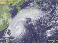 台風壁紙画像：2004年台風23号（トカゲ｜TOKAGE）：沖縄から本州まで雲がのびる台風200423号（11時JST）