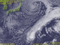 台風壁紙画像：2005年台風1号（クラー｜KULAP）：寒気に押し出されている台風200501号（9時JST）
