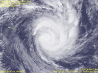 台風壁紙画像：2005年サイクロンINGRID：クック諸島北方で最盛期に達したサイクロンPERCY（2005年03月02日00時UTC）