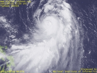 台風壁紙画像：2005年台風4号（ネサット｜NESAT）：北の方向に進み始めた台風200504号（11時JST）