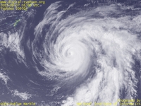 台風壁紙画像：2005年台風4号（ネサット｜NESAT）：緩やかにくぼんだ眼が見える台風200504号（15時JST）