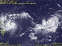 台風壁紙画像：2009年台風17号（パーマァ｜PARMA）：太平洋上に並ぶ台風200917号と台風200918号（12時JST）