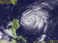 Typhoon Wallpaper Image : Typhoon 201214 (TEMBIN) : Typhoon TEMBIN intensfying in east of Philippines to form a clear eye (03 UTC)