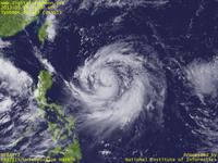 台風壁紙画像：2013年台風19号（ウサギ｜USAGI）：フィリピンの東で発達段階に入った台風201319号（15時JST）