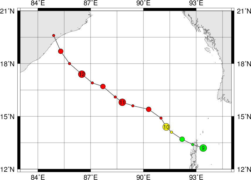 Tracking Chart of Cyclone PHAILIN