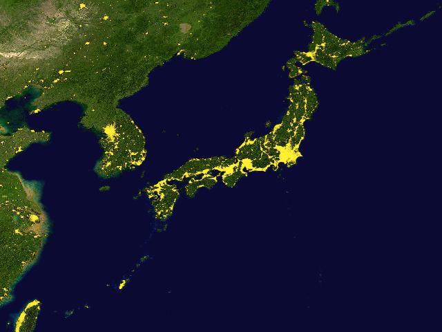 nasa map of korea night lights